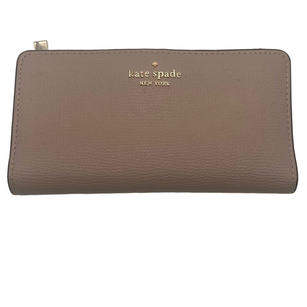Kate Spade Darcy Large Thin Slim Bifold Warm Toupe Tan Wallet WLR00545 Snap Clos